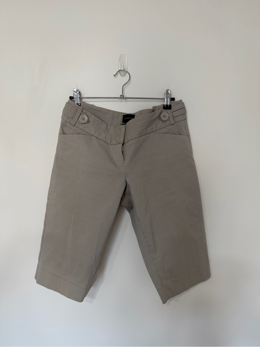 The Limited Drew Fit Womens Beige Bermuda Shorts Button Waist Sz 4 Office Siren